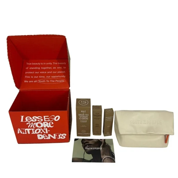 Youth To The People PR Box Superfood Cleanser Retinol Balm SPF 60 Skincare Bag