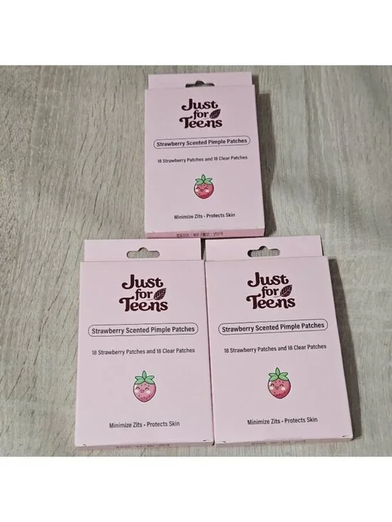 Lot Of 3 Just For Teens Strawberry Scented Pimple Patches Exp 08/2028
