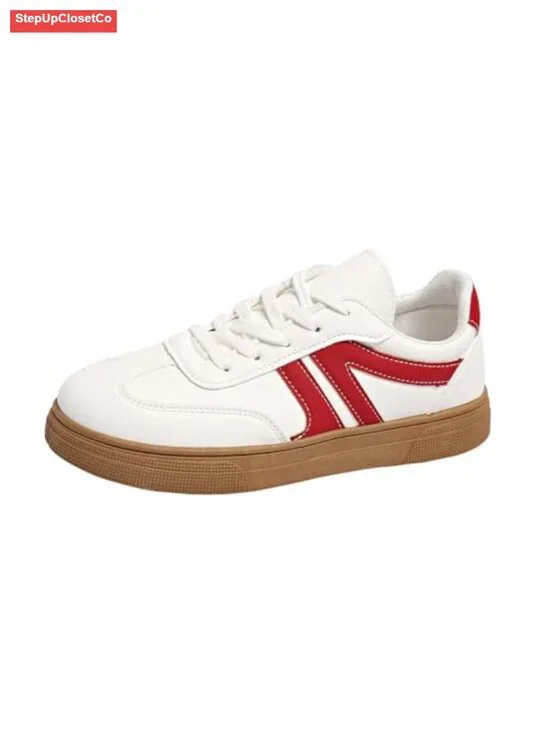 Women Retro Gum Sole Fashion Sneakers PU Leather Non Slip Tennis Skate Shoes