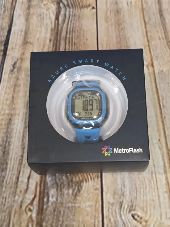 Azure Smart Watch For Swimming MetroFlash Model SW100 Google Apple Compatible