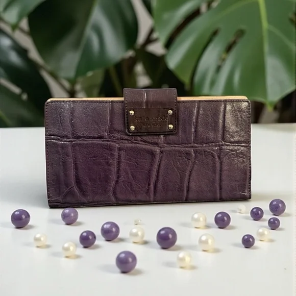 💜♠️💜KATE SPADE💜♠️💜Deep Purple Croc Embossed Clutch/NWOT