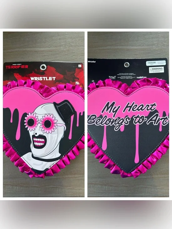 Spirit Halloween Terrifier Art the Clown Pink Heart Wristlet Bag