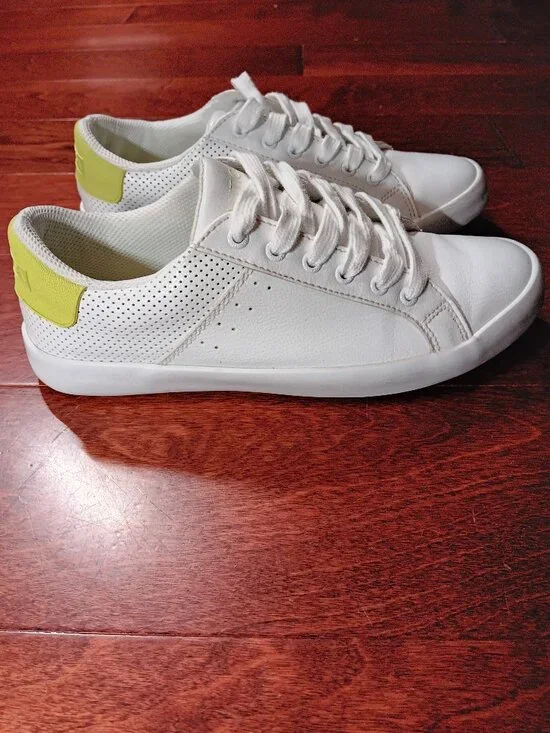 Nautica Women's Casual Lace Up Sneakers White with Lime Green 7