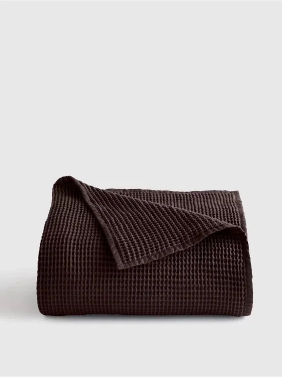 Quince Organic Waffle Bed Blanket in Espresso Size Full/Queen ☕️