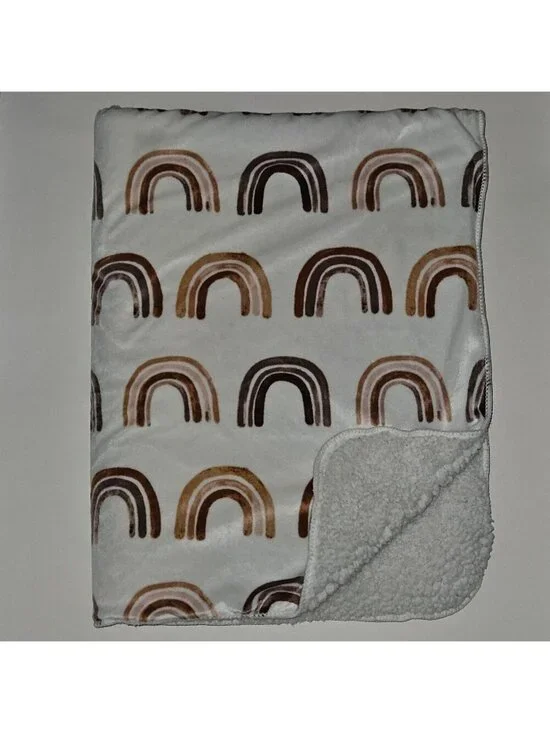 Brown Rainbow Baby Blanket Soft Fleece Sherpa 30x39 RN 119741 SL Home Fashions