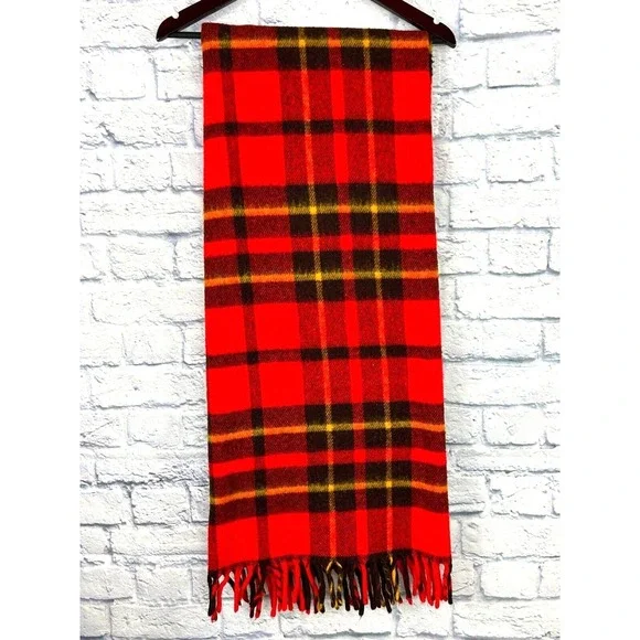 Faribo‎ Red Tartan Plaid Stadium Blanket Faribault Woolen Mill USA 44x51