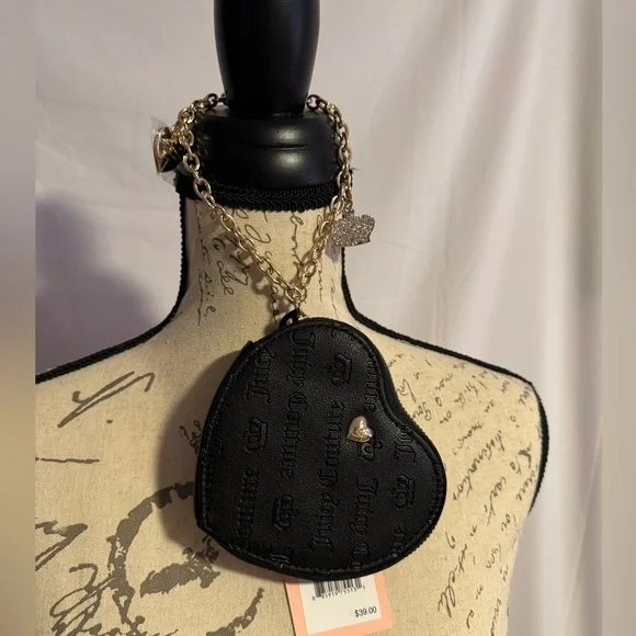 Juicy Couture black heart wristlet