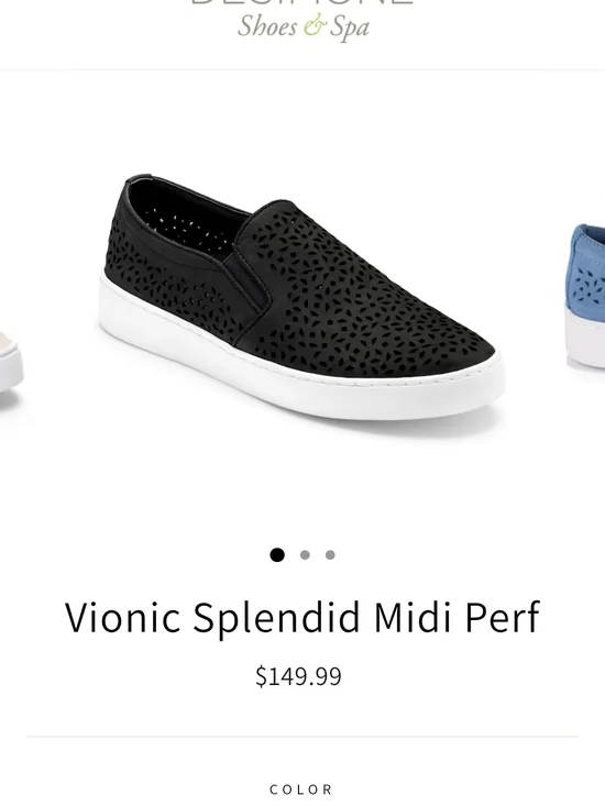 Vionic Splendid Midi Perfc Black Perforated Slip-On Sneaker Size 9
