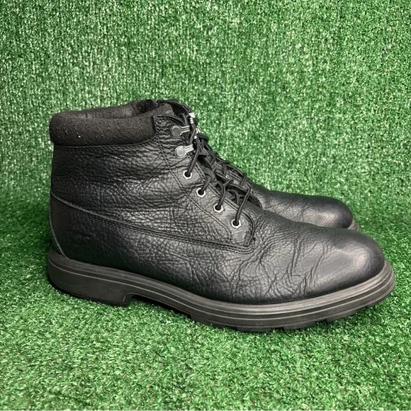 UGG Mens Biltmore‎ Mid Plain Toe Boots Black Leather Size 12 M