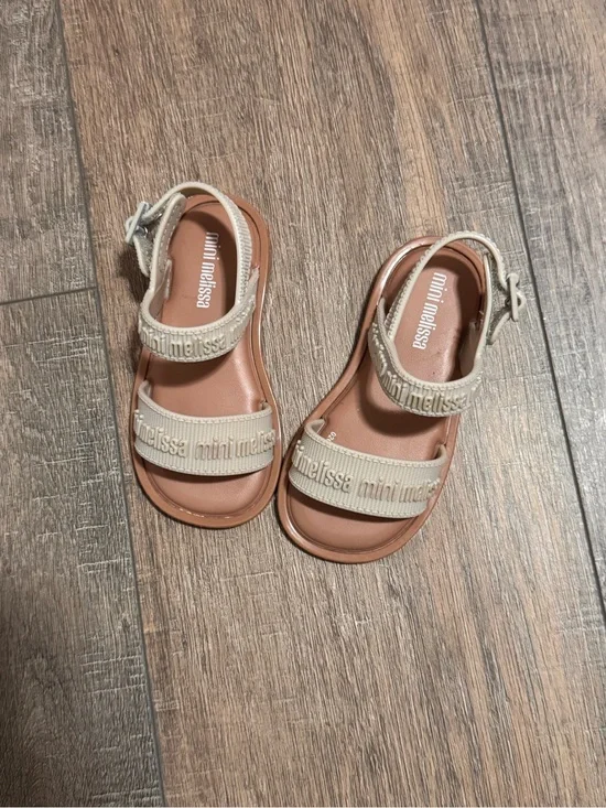 Mini Melissa Beige and Tan Strappy Kids Sandals