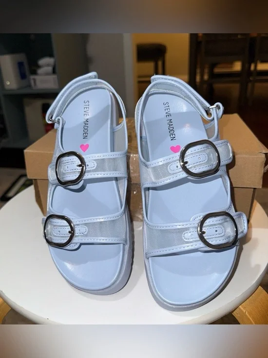 Steve Madden Kids Blue Double-Buckle Sandals