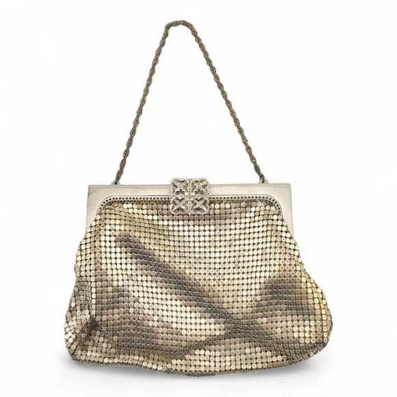 Vintage Whiting & Davis Silver Mesh Chain Strap Evening Purse Made in USA