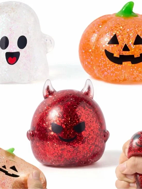 Halloween Squishy Toys 3 Pack Pumpkin Ghost Devil New in Package
