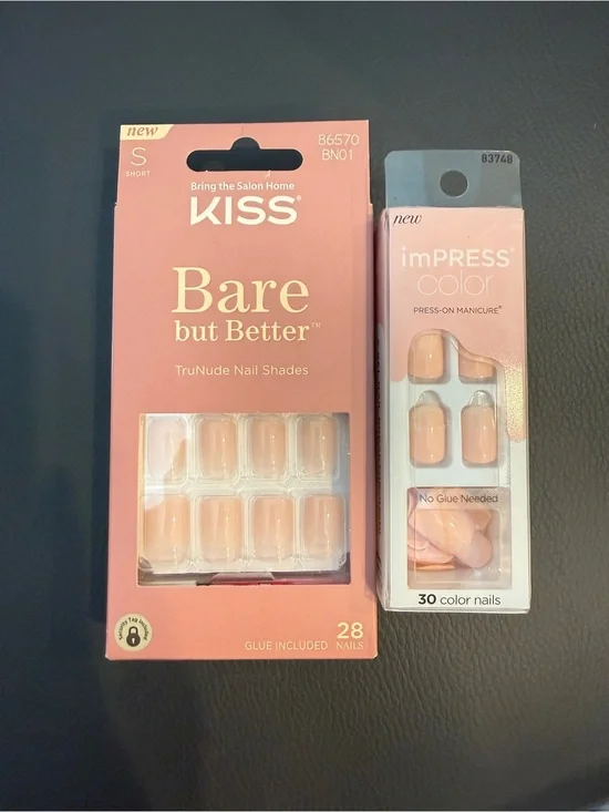 2pcs Press On Nail Sets KISS Bare But Better imPress Nude Pink Set