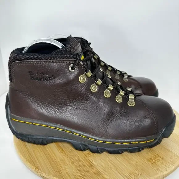 Dr. Martens Brown Leather Steel Toe Safety Ankle Boots Size Mens 8 Womens 9
