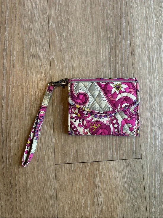 Vera Bradley Pink Paisley Meets Plaid Pattern Wristlet Wallet