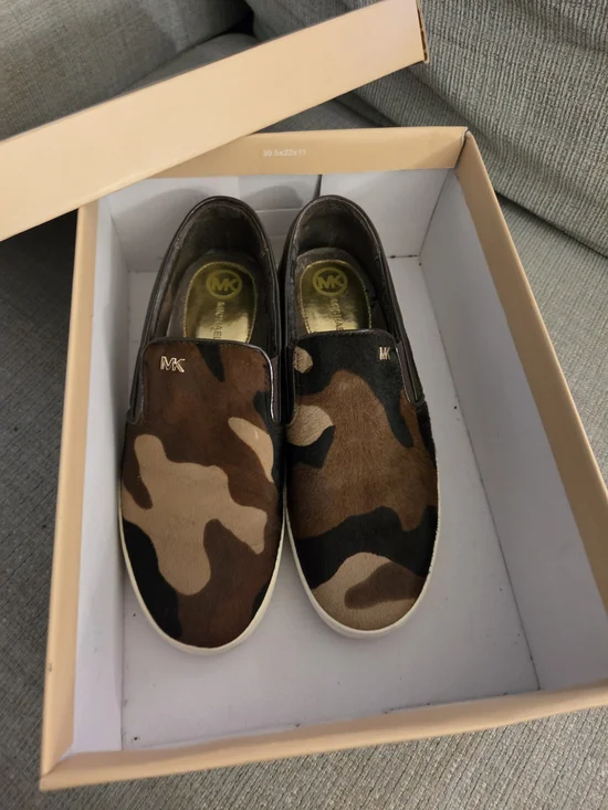 Michael Kors Camo Slip-On Sneakers in Brown and Black