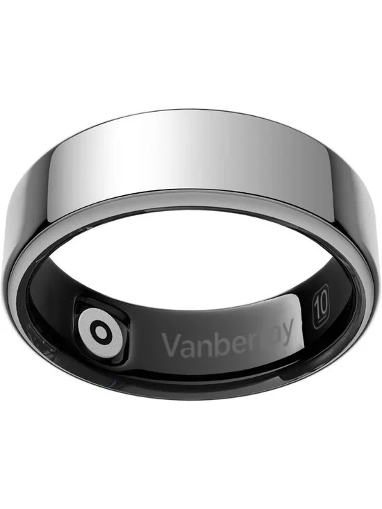 Smart Fitness Tracker Ring for Sleep Health - Unisex Silver Size 7