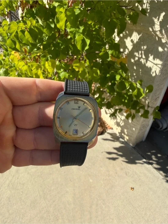 Black Strap Men's Watch - Gold-Tone Dial
