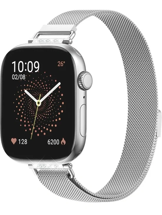 Silver Smartwatch with Milanese Loop Band - Stylish Wearable