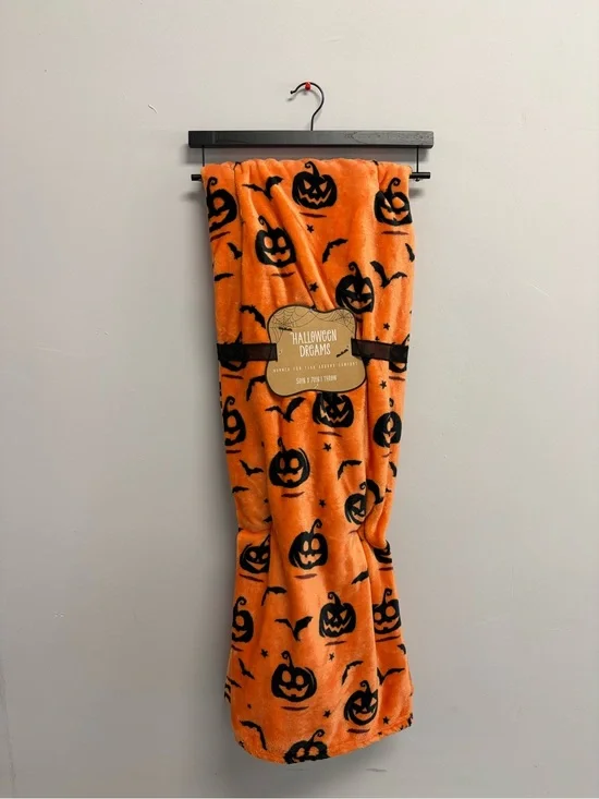 Halloween Pumpkin Plush Throw Blanket - Orange