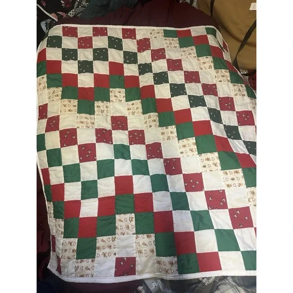 Red White And Green Patchwork Quilt Small