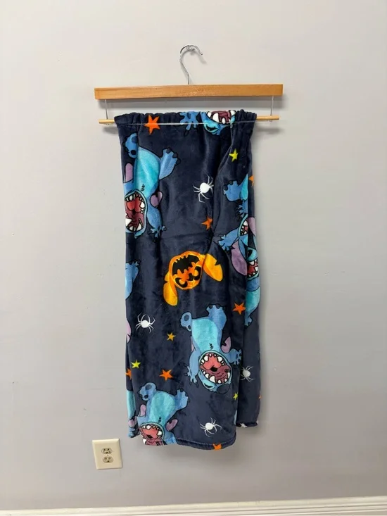 Halloween Stitch Throw Blanket with Orange Accents