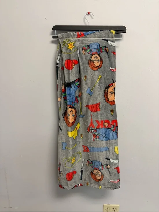 Chucky Grey Character Plush Throw Blanket with Colorful Toy Print