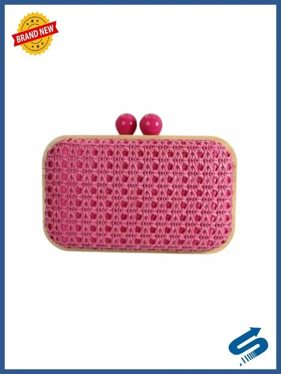 Straw Clutch Purse Handwoven Summer Evening Bag with Shoulder Strap