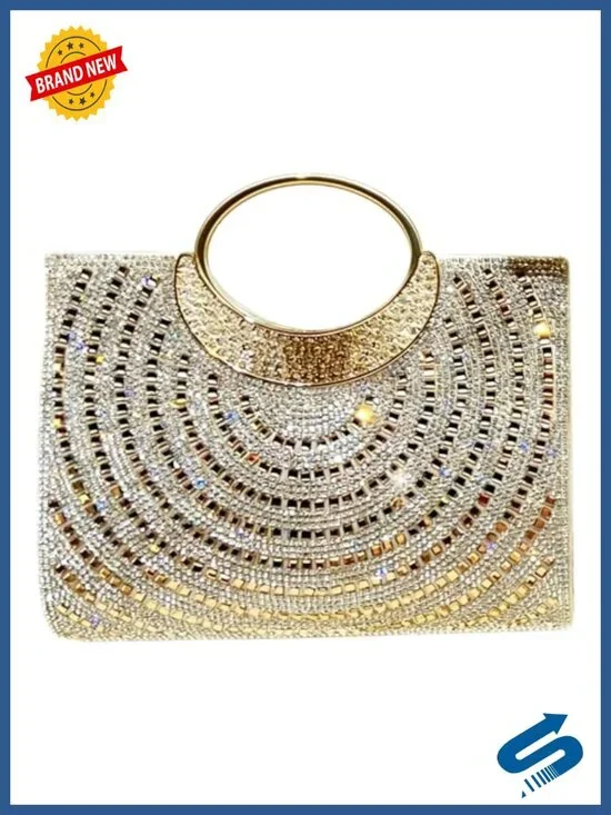 Rhinestone Stripe Clutch Purse Evening Bag Elegant Bling