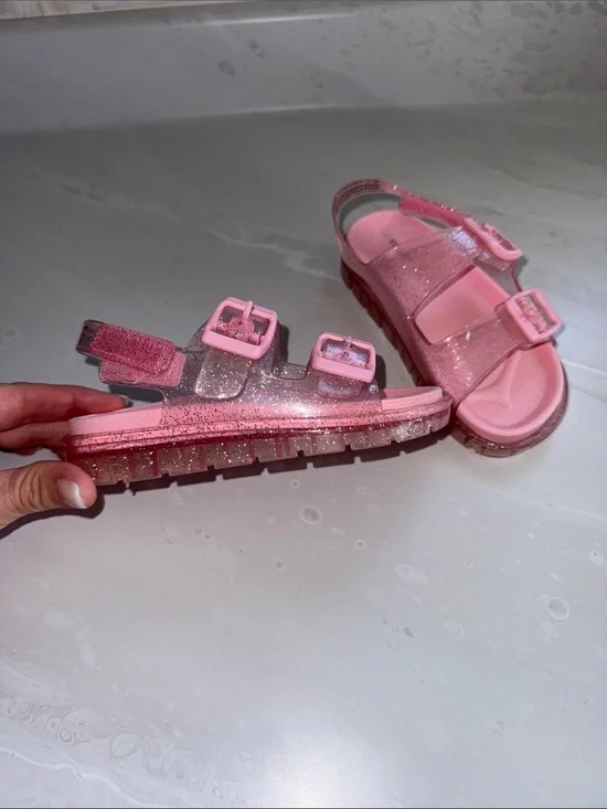 Kidgets Sparkle Pink Jelly Sandals with Buckles