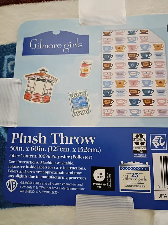 Gilmore Girls Plush Throw Blanket - Blue Coffee Cups Theme