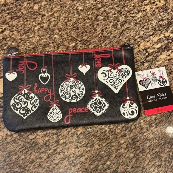 Brighton Black and Red Heart Design Wristlet