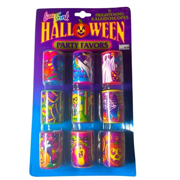 Vintage Multicolor Lisa Frank Halloween 9 Frightening Kaleidoscopes Favors. NWT