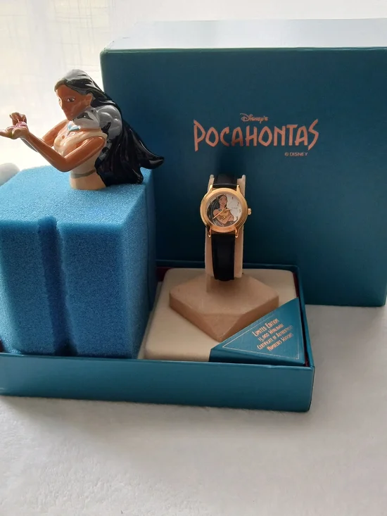 VINTAGE 1995 Disney Pocahontas Timex Watch + Ceramic Figurine BRAND NEW!