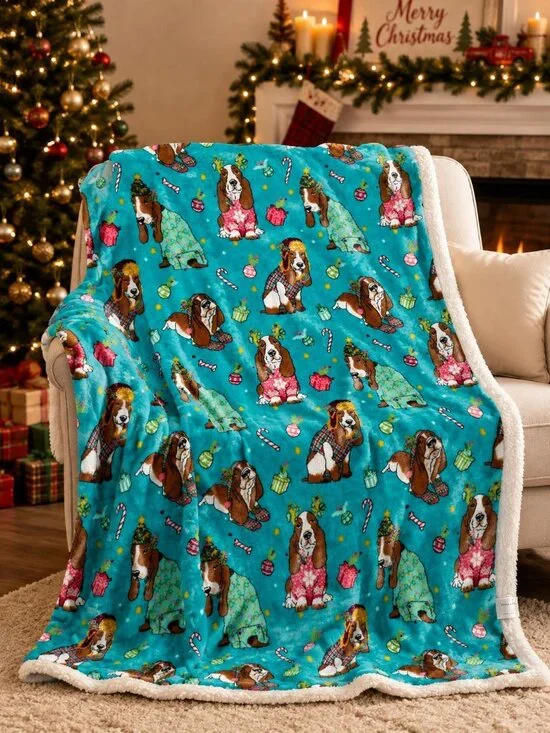The Pioneer Woman Throw Blanket Charlie Sherpa Christmas 50 x 70 Dog Hound