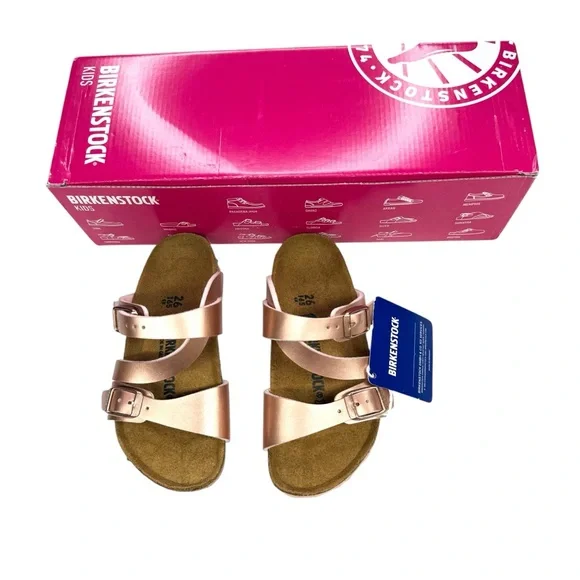 Birkenstock Salina Kids Sandals in Metallic Rose, NWT, 26/US 8.
