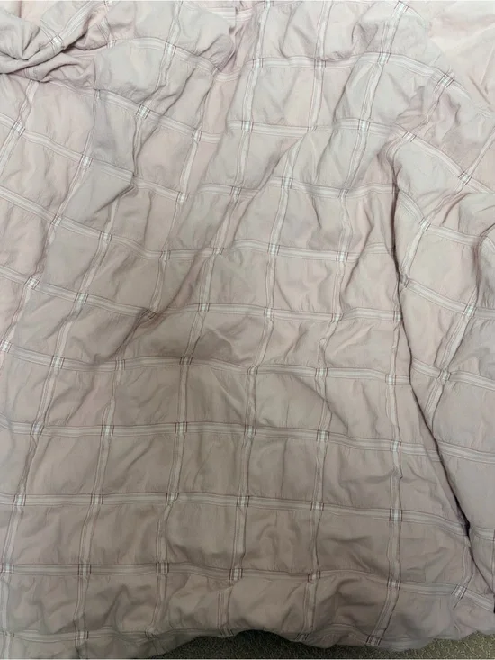 Pottery Barn Teen Pale Pink Windowpane Cotton Duvet