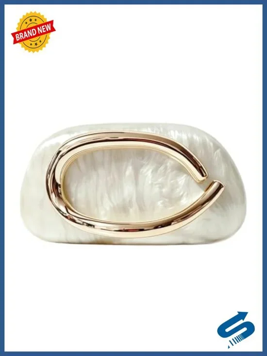 Acrylic Clutch Purse Women Round Evening Handbag Metal Handlebars Wedding