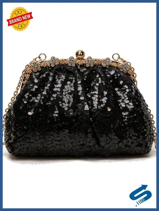 Glitter Sequin Clutch Purse Embellished Evening Bag Party Cocktail Wedding