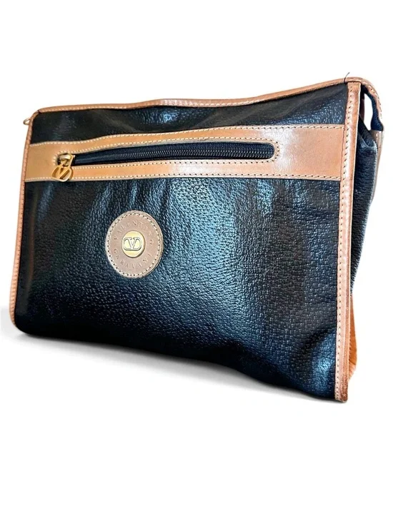 Valentino Garavani Vintage Black Leather Clutch