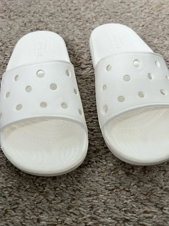 CROCS Kids White Slide Sandals with Vent Holes Size 1
