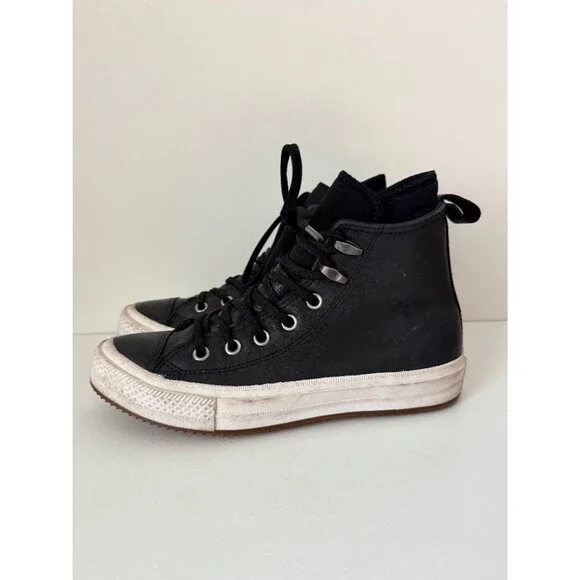 Converse Chuck Taylor All Star Waterproof Leather Boot High Top Black Women's 8