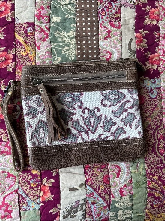 Myra Bag Paisley Patterned Wristlet Clutch with Tassel