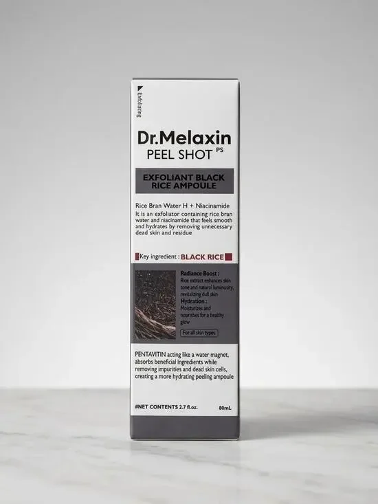 Dr. Melaxin Peel Shot Exfoliating Black Rice Ampoule 80ml, Niacinamide Sealed