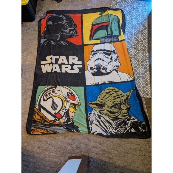 Star Wars Fleece blanket throw Yoda Darth Vader Rebel Boba Fett Storm Trooper