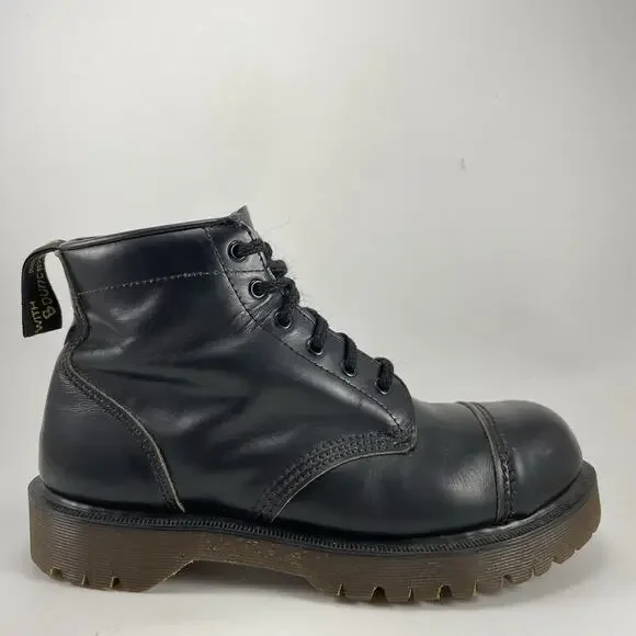Dr. Martens Bex Toe Cap Mens Size 9, 8 UK Black Leather Boots England Steel Toe