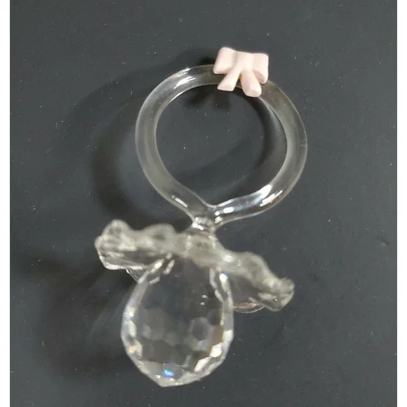 Baby Binky / Pacifier Crystal‎ Glass shower gift pink bow