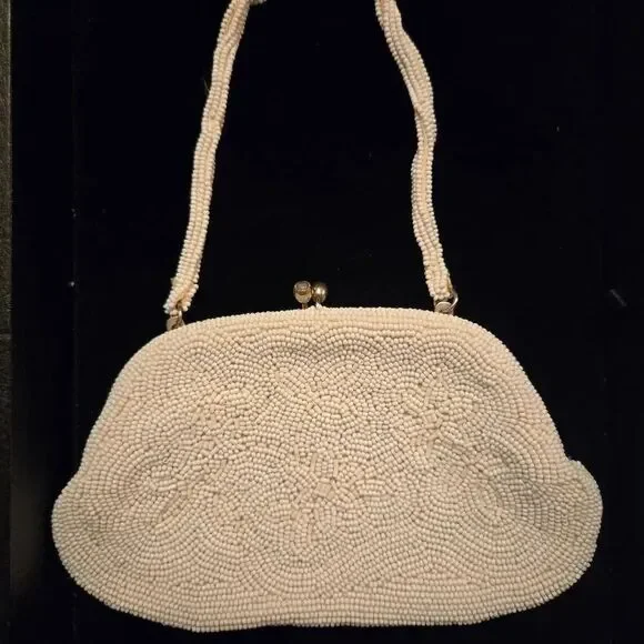 Walborg Vintage White Beaded Evening Bag Japan