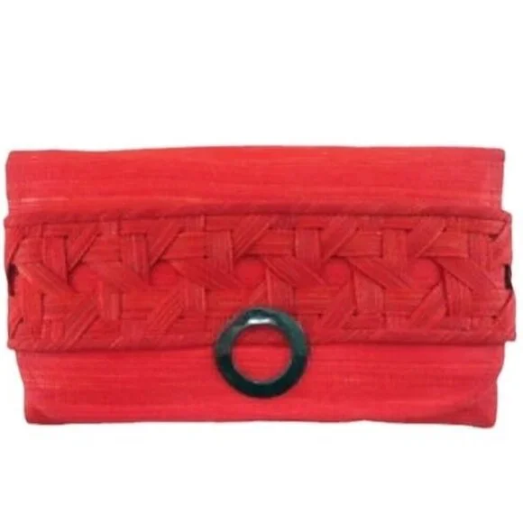 Ditta Sandico Lualhati Woven Fabric Clutch - Red, 10”W x 7”H x 1”D, NWT